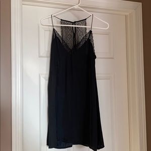 black slip dress